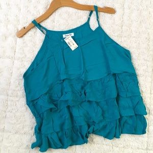Aeropostale Tiered Tank Top Teal Size M NEW!